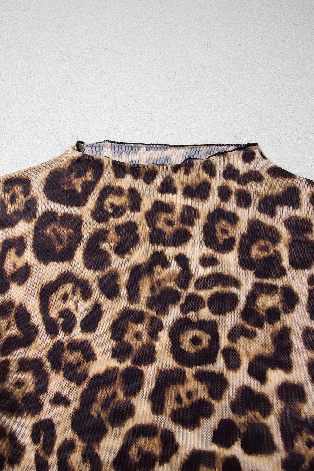 Mesh Long Sleeve Mock Neck Top