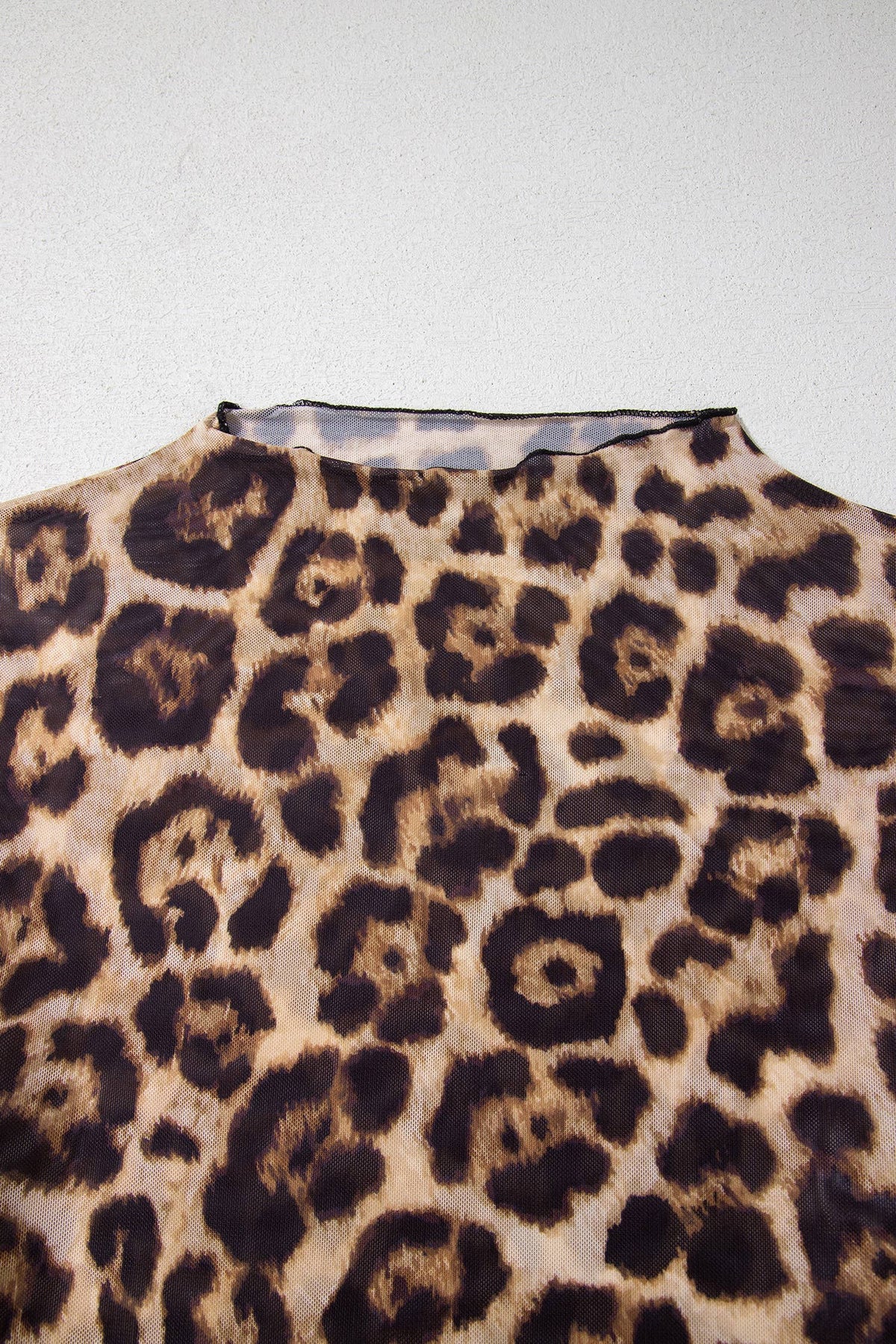 Mesh Long Sleeve Mock Neck Top