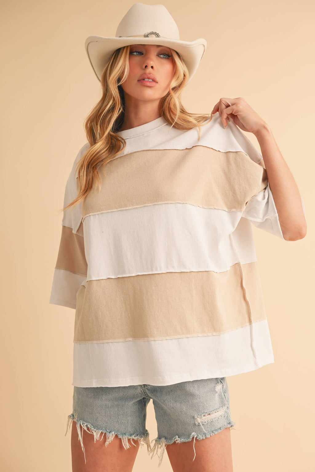 AEMI Polly Color Block Top