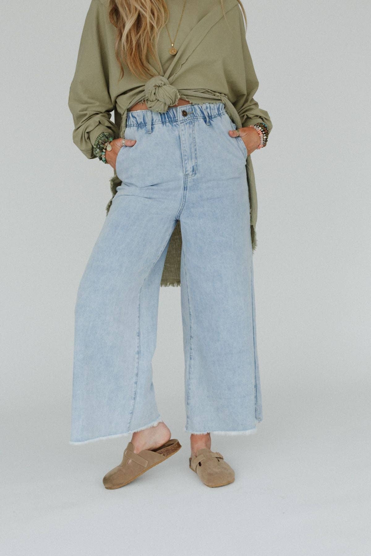 Three Bird Nest Simply You Wide Leg Jeans - Light Wash