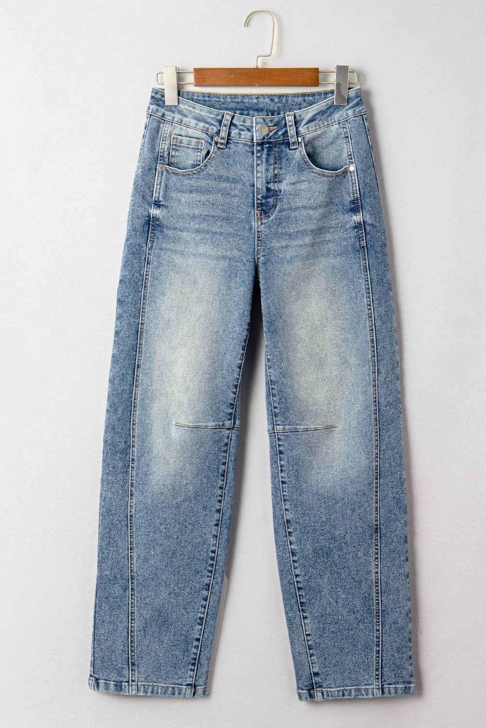 Women Vintage Washed Seam Detail Shift Jeans