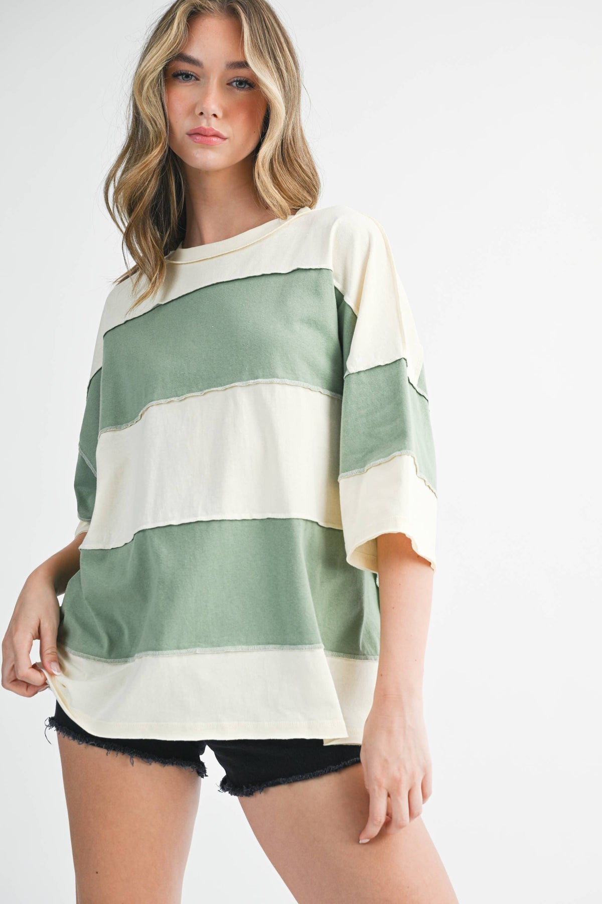AEMI Polly Color Block Top