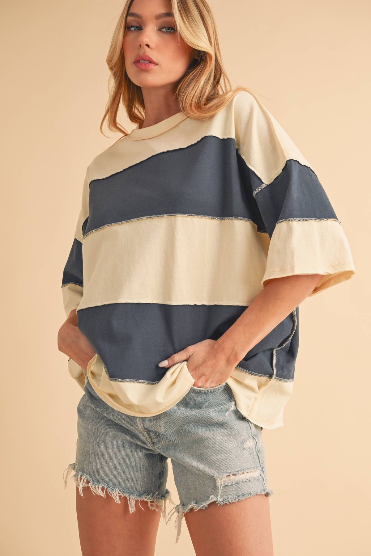 AEMI Polly Color Block Top