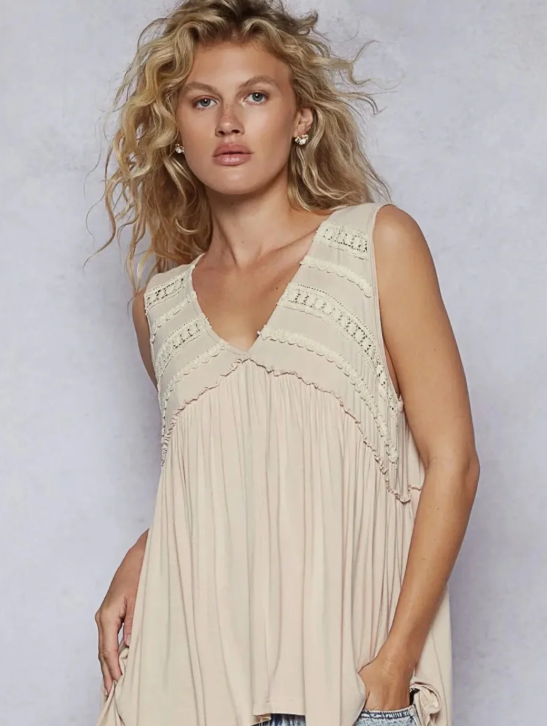 POL SZ M V-neck Boho tank/blouse NWOT MSRP $54 (oversized)