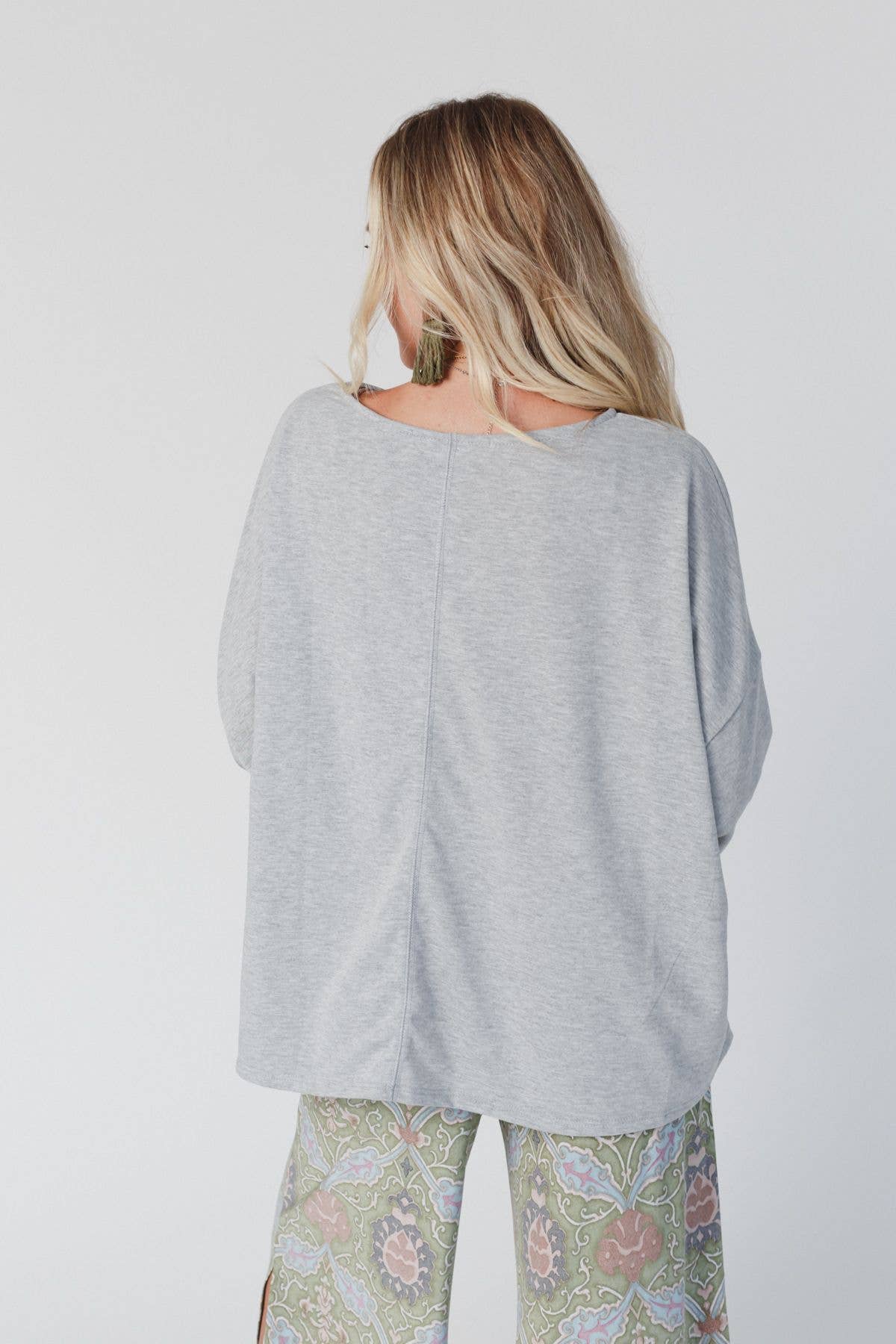 Three Bird Nest Cozy Cool Oversized Tee - Heather Gray