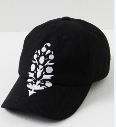 Free People Big Buti Baseball Cap Black w/white Logo MSRP $$30