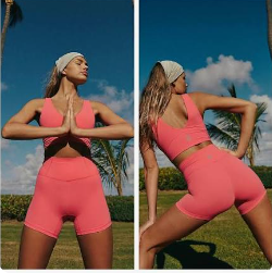 Free People Movement - Never Better Bike Shorts - L - Hibiscus MSRP $48
