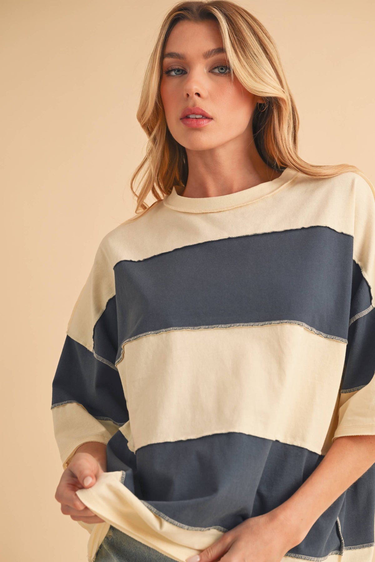 AEMI Polly Color Block Top
