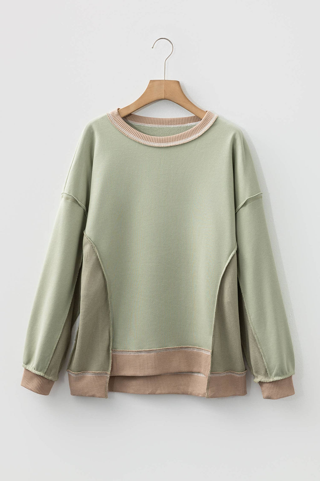 Texture Waffle Patchwork Oversize Sweatshirt