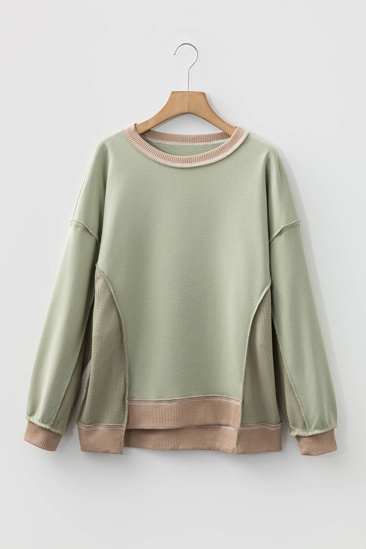 Texture Waffle Patchwork Oversize Sweatshirt