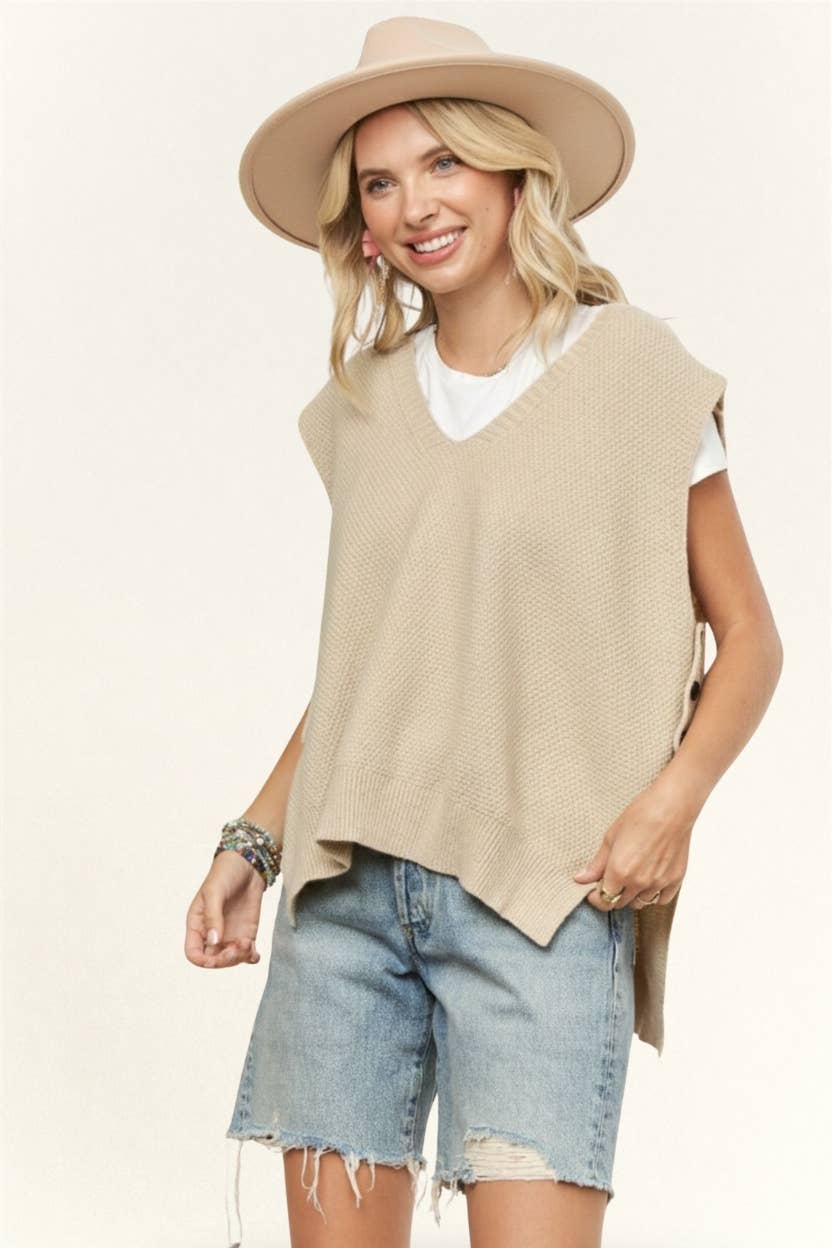 Adora V-NECK BOXY VEST TOP- LESW4003