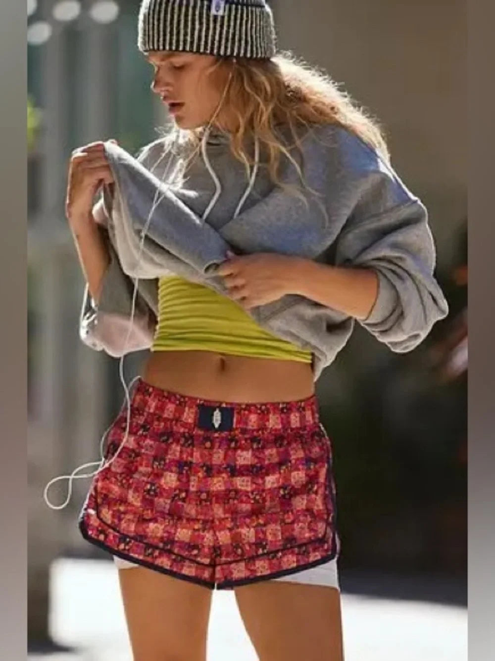 Free People Movement Varsity Blues shorts XS NWOT SOLD OUT PRINT