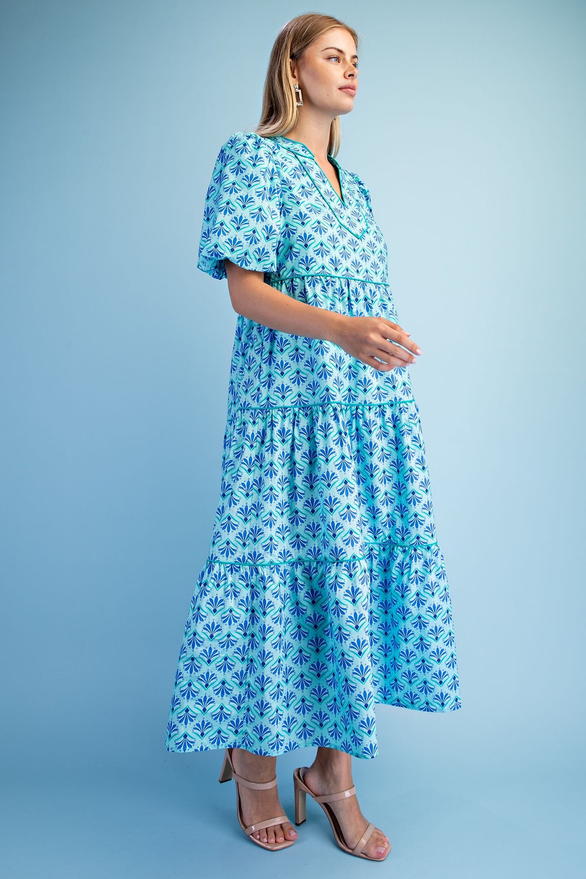 V-Neck Tiered Dress by Gigio
