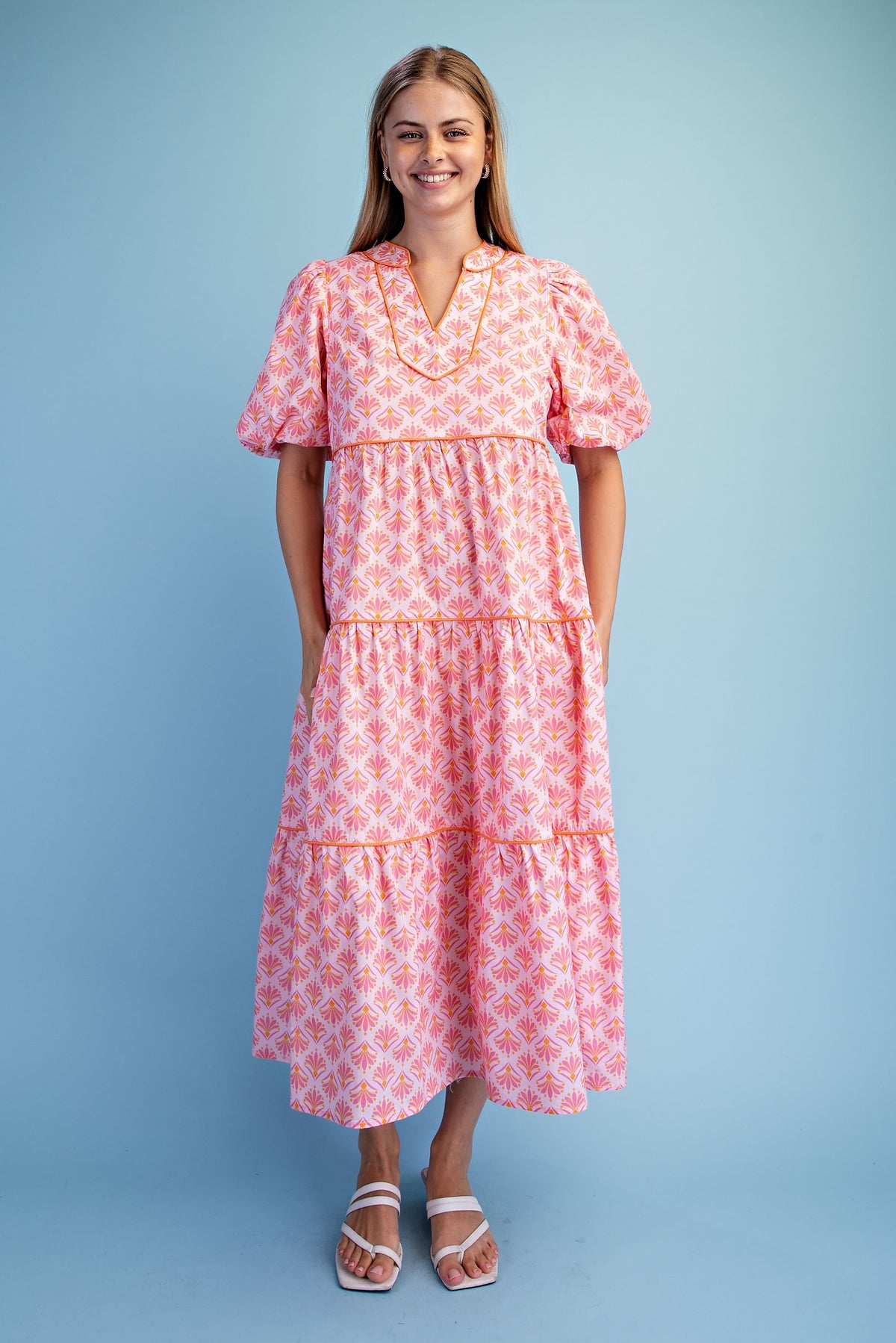 V-Neck Tiered Dress by Gigio
