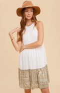 Hem & Thread Patchwork Print Mix Tiered Mini Dress