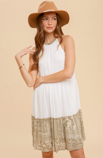 Hem & Thread Patchwork Print Mix Tiered Mini Dress