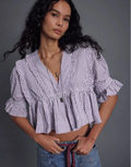 FREE PEOPLE Miley Cotton Top | Vintage Combo/Blue Patte MSRP $128 NWT SZ MED
