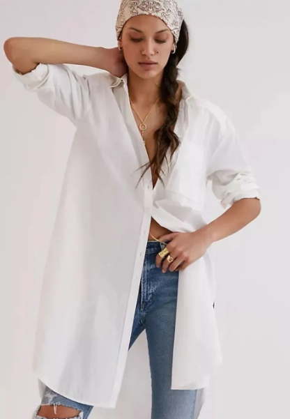 Anthropology Maeve Maxi Tunic Poplin Buttondown MSRP $168 oversized